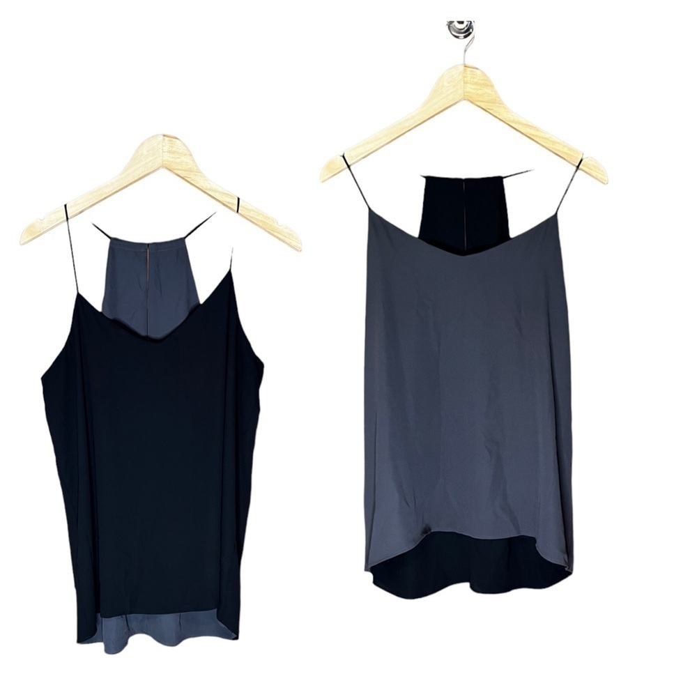 𝅺REVERSIBLE Gray and Black Spaghetti Strap Tank Top, TAGLESS fits like a Large